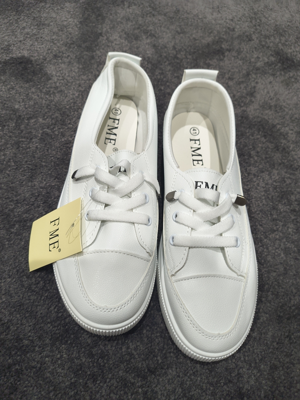 FME White Lace-Up Slip On Sneakers NWT
